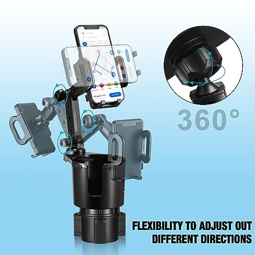 SCRWVESS Stakan Ustiga Telefon O'rnatuvchi, Avtomobil Uchun 2 ta 1 da Stakan Ustiga Kengaytirgich Uzoq Qo'l bilan 360° Aylanish Stakan Ustiga Telefon O'rnatuvchi, Barcha Smartfonlar bilan Mos keladi - 7