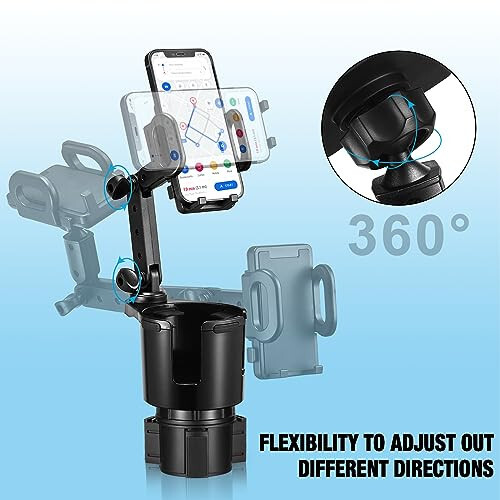 SCRWVESS Stakan Ustiga Telefon O'rnatuvchi, Avtomobil Uchun 2 ta 1 da Stakan Ustiga Kengaytirgich Uzoq Qo'l bilan 360° Aylanish Stakan Ustiga Telefon O'rnatuvchi, Barcha Smartfonlar bilan Mos keladi - 6