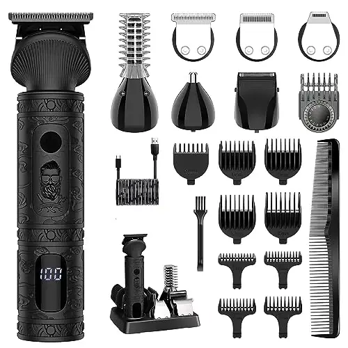 Scttomon Beard Trimmer for Men Professional Mens Beard Grooming Kit T-Blade Trimmer Electric Shaver Razor Nose Body Trimmer Hair Cutting Kit Cordless 7 in 1 Black - 2
