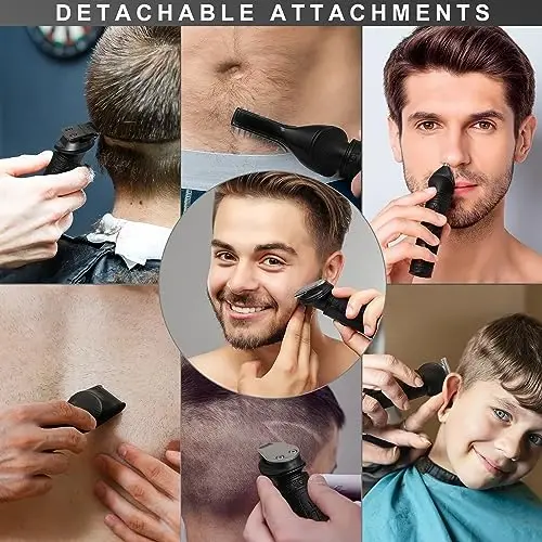 Scttomon Beard Trimmer for Men Professional Mens Beard Grooming Kit T-Blade Trimmer Electric Shaver Razor Nose Body Trimmer Hair Cutting Kit Cordless 7 in 1 Black - 7