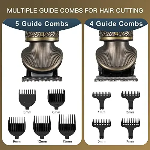 Scttomon Beard Trimmer Kit Professional Hair Clipper Zero Gapped T-Blade Electric Shaver Razor Nose Body Trimmer for Men Cordless Grooming Kit 7 in 1 - 4