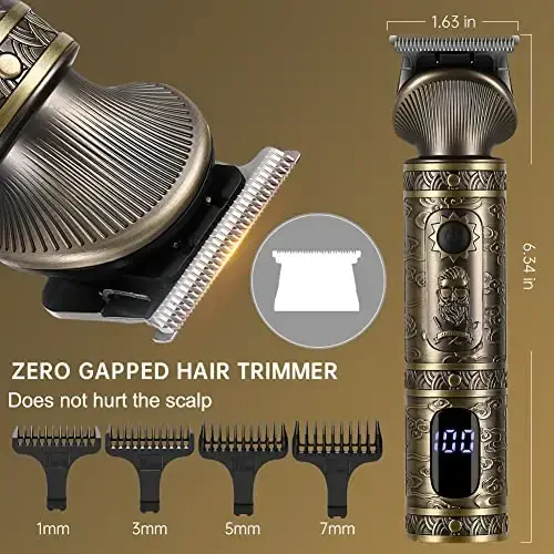 Scttomon Beard Trimmer Kit Professional Hair Clipper Zero Gapped T-Blade Electric Shaver Razor Nose Body Trimmer for Men Cordless Grooming Kit 7 in 1 - 6