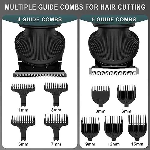 Scttomon erkaklar uchun soqol trimmer Professional erkaklar soqol parvarishlash to'plami T-pichoqli trimmer Elektr ustara Soqolburun tana trimmer Soch kesish to'plami Simsiz 7 in 1 Qora - 4