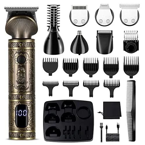 Scttomon Beard Trimmer Kit Professional Hair Clipper Zero Gapped T-Blade Electric Shaver Razor Nose Body Trimmer for Men Cordless Grooming Kit 7 in 1 - 1