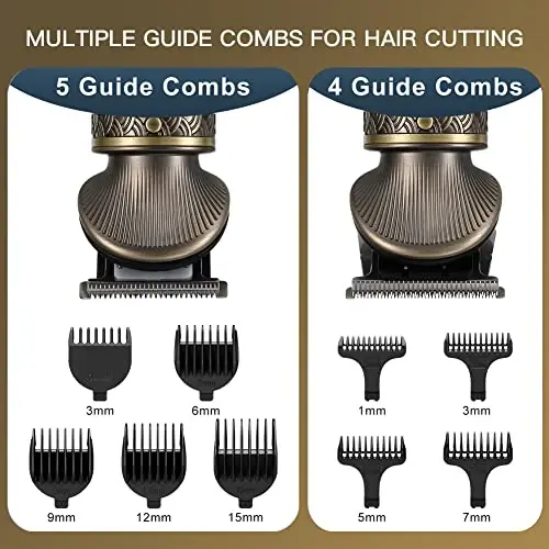 Scttomon Beard Trimmer Kit Professional Hair Clipper Zero Gapped T-Blade Electric Shaver Razor Nose Body Trimmer for Men Cordless Grooming Kit 7 in 1 - 4