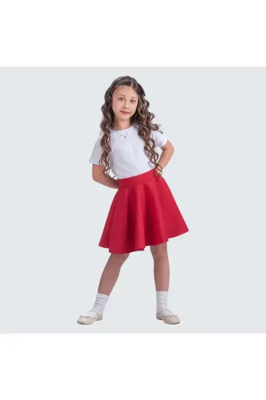 Scuba 23 Aprel Qiz Bola Klos Yubka Mnk0565 Qizil-QIZIL - MNK BABY&KIDS