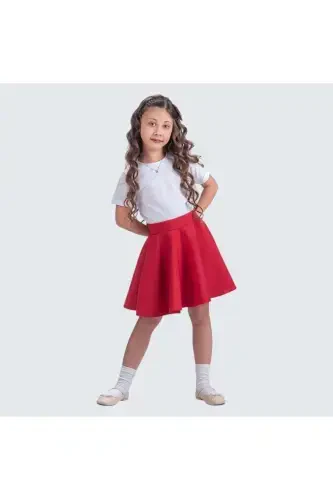 Scuba 23 апреля Девочка Клеш Юбка Mnk0565 Красный-КРАСНЫЙ - 1