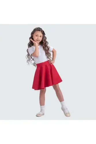 Scuba 23 апреля Девочка Клеш Юбка Mnk0565 Красный-КРАСНЫЙ - 3