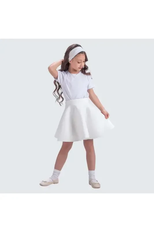 Scuba 23 April Girls' A-Line Skirt Mnk0565 White - 1