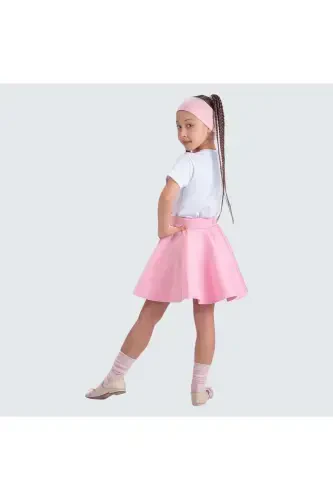 Scuba April 23rd Girls' Flared Skirt Mnk0565 Pink - 3