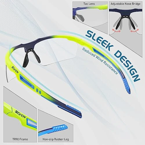SCVCN Photochromic Sport Sunglasses Cycling Clear Glasses Men Women UV400 Protection MTB BMX Fishing Running S86 - 5