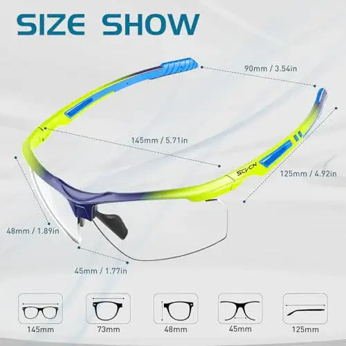 SCVCN Photochromic Sport Sunglasses Cycling Clear Glasses Men Women UV400 Protection MTB BMX Fishing Running S86 - 6