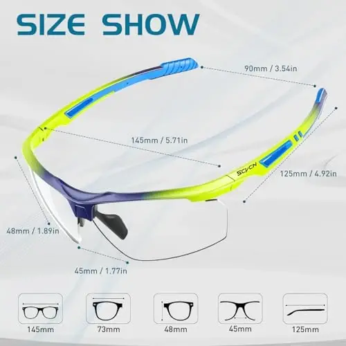 SCVCN Photochromic Sport Sunglasses Cycling Clear Glasses Men Women UV400 Protection MTB BMX Fishing Running S86 - 5