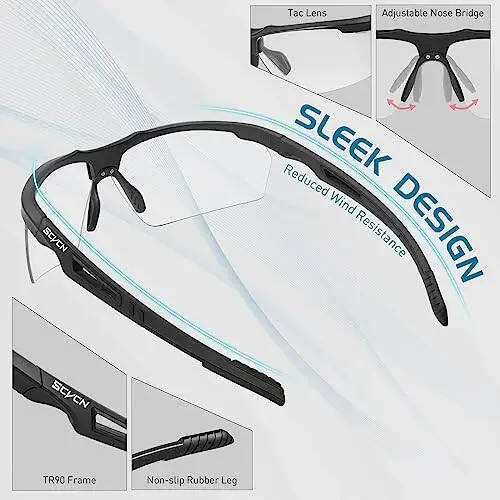 SCVCN Photochromic Sport Sunglasses Cycling Clear Glasses Men Women UV400 Protection MTB BMX Fishing Running S86 - 5