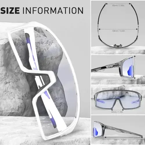 SCVCN Photochromic Cycling Glasses Polarized Men Women Mountain Bike Sunglasses MTB Road Bicycle Riding Clear Sports Glasses - 10