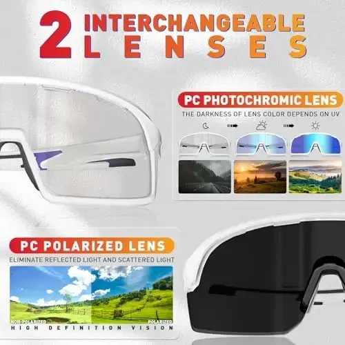 SCVCN Photochromic Cycling Glasses Polarized Men Women Mountain Bike Sunglasses MTB Road Bicycle Riding Clear Sports Glasses - 3