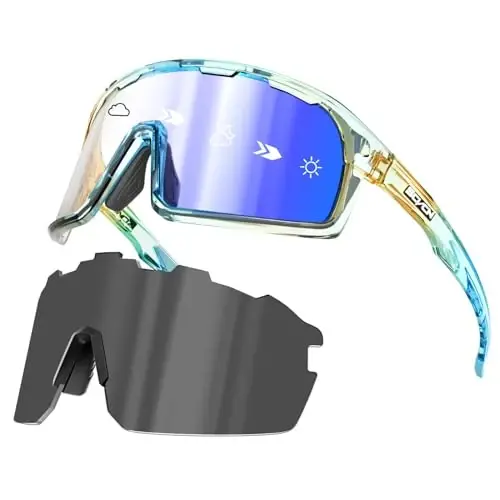 SCVCN Photochromic Cycling Glasses Polarized Men Women Mountain Bike Sunglasses MTB Road Bicycle Riding Clear Sports Glasses - SCVCN