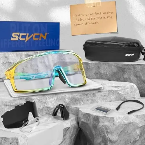 SCVCN Photochromic Cycling Glasses Polarized Men Women Mountain Bike Sunglasses MTB Road Bicycle Riding Clear Sports Glasses - 6