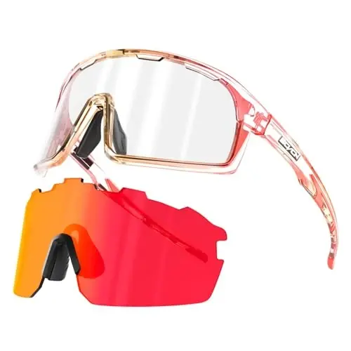 SCVCN Photochromic Cycling Glasses Sport Sunglasses Clear Men Women 2 Interchangeable Lenses UV400 Protection MTB S144 - SCVCN