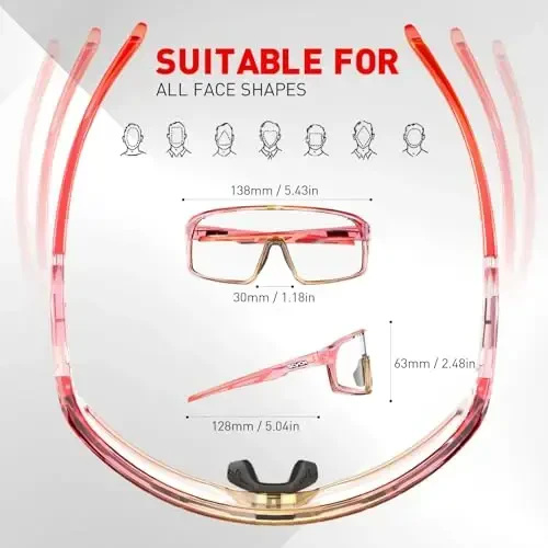 SCVCN Photochromic Cycling Glasses Sport Sunglasses Clear Men Women 2 Interchangeable Lenses UV400 Protection MTB S144 - 6