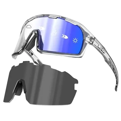 SCVCN Photochromic Cycling Glasses Polarized Men Women Mountain Bike Sunglasses MTB Road Bicycle Riding Clear Sports Glasses 