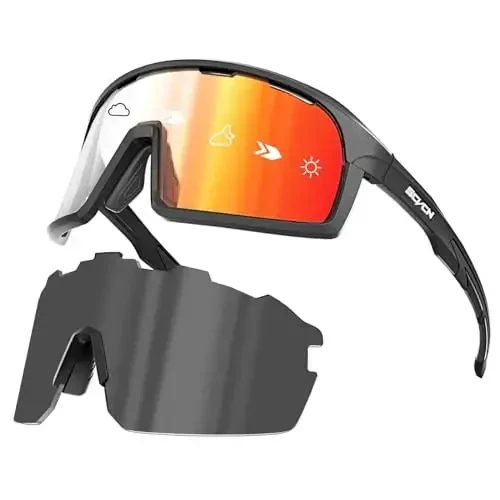 SCVCN Photochromic Cycling Glasses Polarized Men Women Mountain Bike Sunglasses MTB Road Bicycle Riding Clear Sports Glasses - Modazone