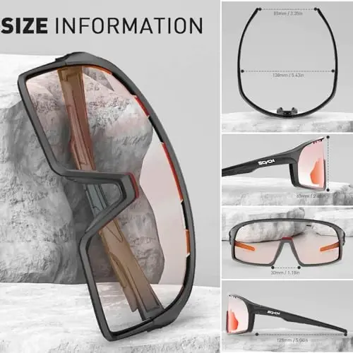 SCVCN Photochromic Cycling Glasses Polarized Men Women Mountain Bike Sunglasses MTB Road Bicycle Riding Clear Sports Glasses - 5