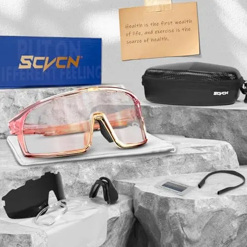SCVCN Photochromic Cycling Glasses Polarized Men Women Mountain Bike Sunglasses MTB Road Bicycle Riding Clear Sports Glasses - 6