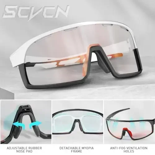SCVCN Photochromic Cycling Glasses Polarized Men Women Mountain Bike Sunglasses MTB Road Bicycle Riding Clear Sports Glasses - 4