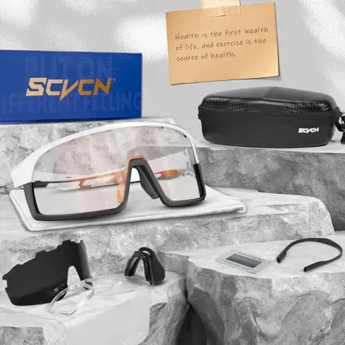 SCVCN Photochromic Cycling Glasses Polarized Men Women Mountain Bike Sunglasses MTB Road Bicycle Riding Clear Sports Glasses - 6