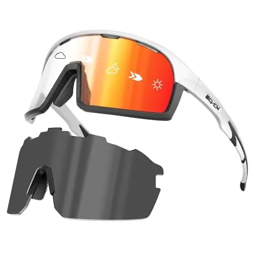 SCVCN Photochromic Cycling Glasses Polarized Men Women Mountain Bike Sunglasses MTB Road Bicycle Riding Clear Sports Glasses 
