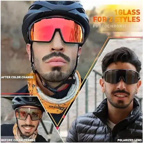 SCVCN Photochromic Cycling Glasses Polarized Men Women Mountain Bike Sunglasses MTB Road Bicycle Riding Clear Sports Glasses - Modazone (1)