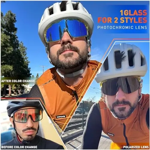 SCVCN Photochromic Cycling Glasses Polarized Men Women Mountain Bike Sunglasses MTB Road Bicycle Riding Clear Sports Glasses - SCVCN (1)