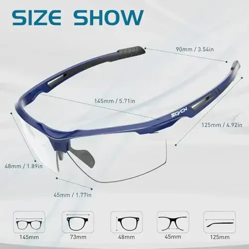 SCVCN Photochromic Sport Sunglasses Cycling Clear Glasses Men Women UV400 Protection MTB BMX Fishing Running S86 - 3
