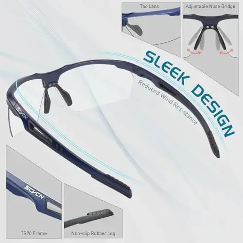 SCVCN Photochromic Sport Sunglasses Cycling Clear Glasses Men Women UV400 Protection MTB BMX Fishing Running S86 - 6