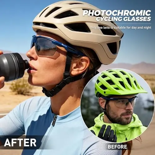 SCVCN Photochromic or Polarized Sport Sunglasses Cycling Clear Glasses Men Women UV400 Protection MTB BMX Fishing Running S86 - SCVCN