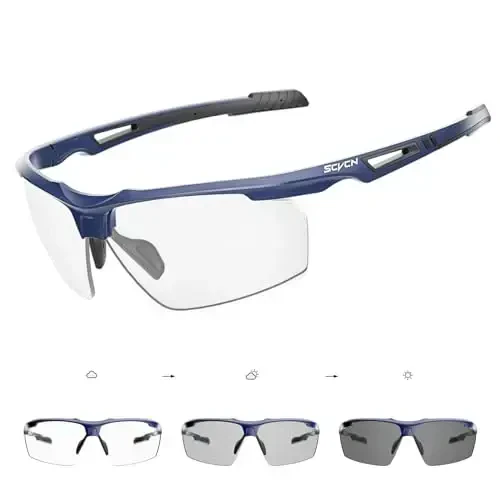 SCVCN Photochromic Sport Sunglasses Cycling Clear Glasses Men Women UV400 Protection MTB BMX Fishing Running S86 - SCVCN
