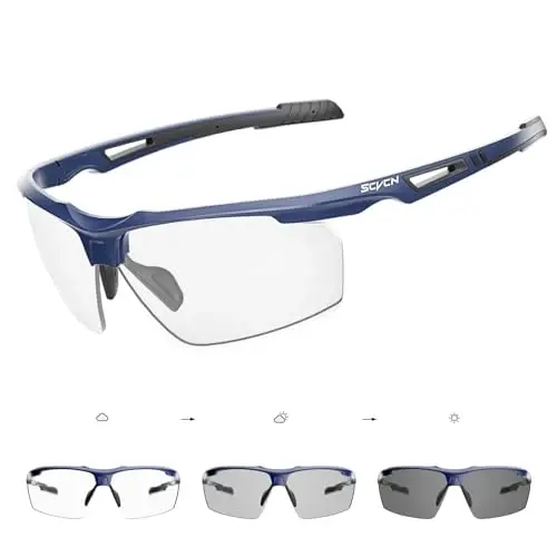SCVCN Photochromic Sport Sunglasses Cycling Clear Glasses Men Women UV400 Protection MTB BMX Fishing Running S86 - SCVCN