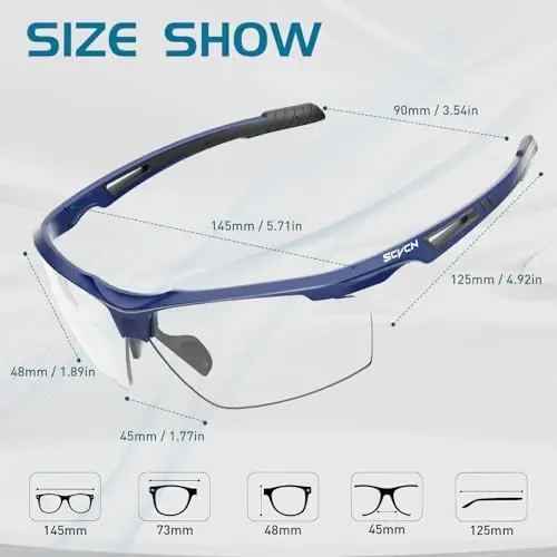 SCVCN Photochromic Sport Sunglasses Cycling Clear Glasses Men Women UV400 Protection MTB BMX Fishing Running S86 - 3