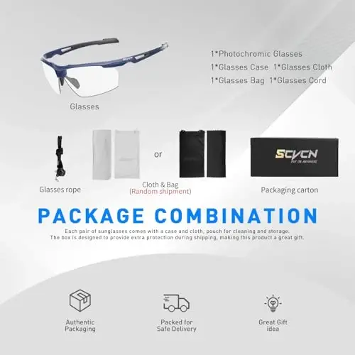 SCVCN Photochromic Sport Sunglasses Cycling Clear Glasses Men Women UV400 Protection MTB BMX Fishing Running S86 - 4