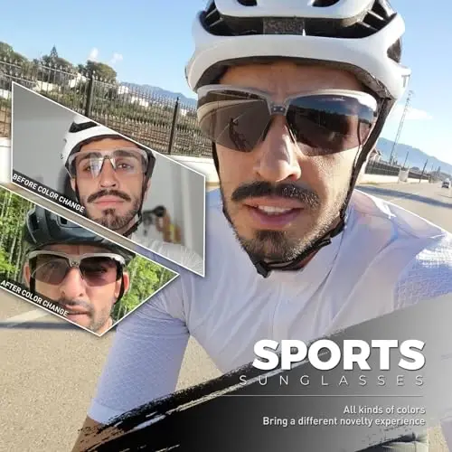 SCVCN Photochromic Sport Sunglasses Cycling Clear Glasses Men Women UV400 Protection MTB BMX Fishing Running S86 - SCVCN (1)