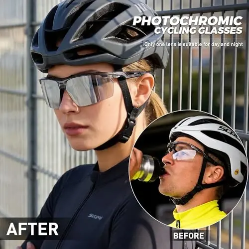 SCVCN Photochromic or Polarized Sport Sunglasses Cycling Clear Glasses Men Women UV400 Protection MTB BMX Fishing Running S86 