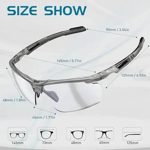 SCVCN Photochromic Sport Sunglasses Cycling Clear Glasses Men Women UV400 Protection MTB BMX Fishing Running S86 - 3