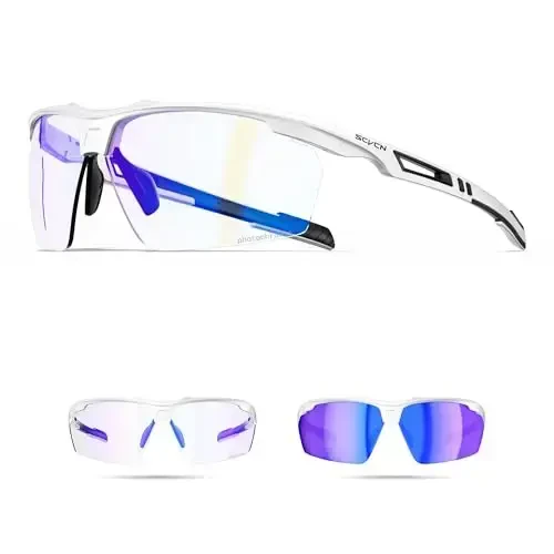 SCVCN Photochromic Sport Sunglasses Cycling Clear Glasses Men Women UV400 Protection MTB BMX Fishing Running S86 