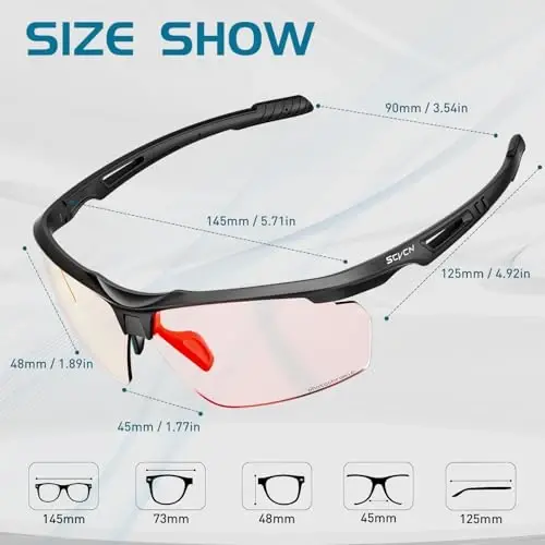 SCVCN Photochromic Sport Sunglasses Cycling Clear Glasses Men Women UV400 Protection MTB BMX Fishing Running S86 - 2
