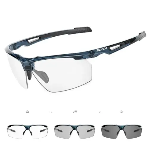 SCVCN Photochromic Sport Sunglasses Cycling Clear Glasses Men Women UV400 Protection MTB BMX Fishing Running S86 