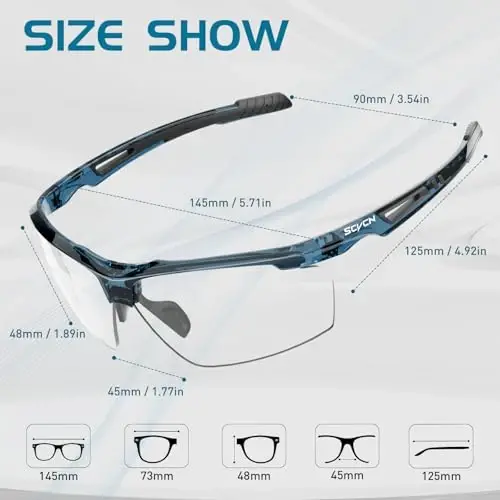 SCVCN Photochromic Sport Sunglasses Cycling Clear Glasses Men Women UV400 Protection MTB BMX Fishing Running S86 - 3