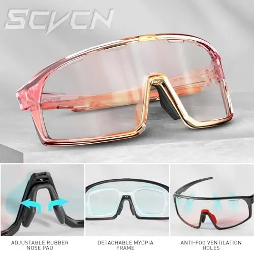 SCVCN Photochromic Cycling Glasses Polarized Men Women Mountain Bike Sunglasses MTB Road Bicycle Riding Clear Sports Glasses - 4