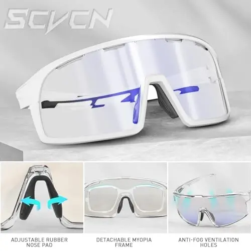 SCVCN Photochromic Cycling Glasses Polarized Men Women Mountain Bike Sunglasses MTB Road Bicycle Riding Clear Sports Glasses - 8