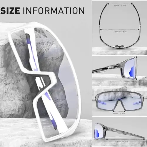 SCVCN Photochromic Cycling Glasses Polarized Men Women Mountain Bike Sunglasses MTB Road Bicycle Riding Clear Sports Glasses - 10